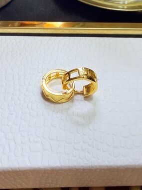 Textured Gold Huggie Hoop Earrings for Women